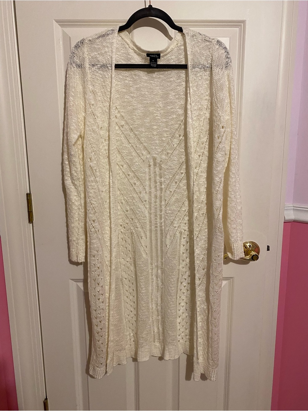 Rue21 cream lace knit long sleeve cardigan, womens size XL